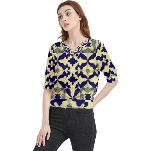 Royal Fractal Pattern 3 Quarter Sleeve Blouse by violetheavensky