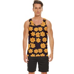 Retro 40s 50s Flowers Pattern Halloween 4 Men s Wide Collar Tank Top by violetheavensky