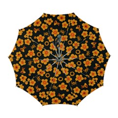 Retro 40s 50s Flowers Pattern Halloween Automatic Folding Umbrella With Case (large) by violetheavensky