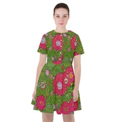 Mid Century Retro Floral 1970s 1960s Pattern 88 Sailor Dress by violetheavensky