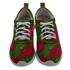 Mid Century Retro Floral 1970s 1960s Pattern 88 Women Athletic Shoes by violetheavensky