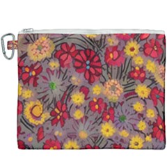 Mid Century Retro Floral 1970s 1960s Pattern 90 Canvas Cosmetic Bag (xxxl) by violetheavensky