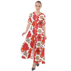 Mid Century Retro Floral 1970s 1960s Pattern 91 Waist Tie Boho Maxi Dress by violetheavensky