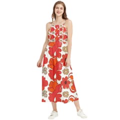 Mid Century Retro Floral 1970s 1960s Pattern 91 Boho Sleeveless Summer Dress by violetheavensky