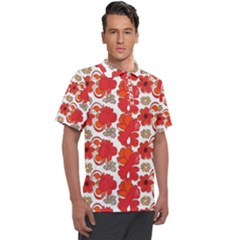 Mid Century Retro Floral 1970s 1960s Pattern 91 Men s Polo T-shirt by violetheavensky