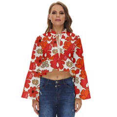 Mid Century Retro Floral 1970s 1960s Pattern 91 Boho Long Bell Sleeve Top by violetheavensky