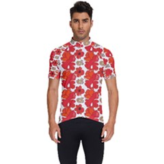 Mid Century Retro Floral 1970s 1960s Pattern 91 Men s Short Sleeve Cycling Jersey by violetheavensky