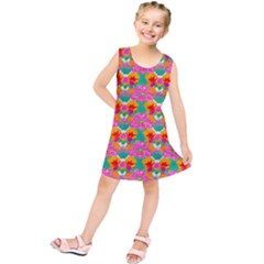 Retro 40s 50s Mexico Flowers Pattern Kids  Tunic Dress by violetheavensky
