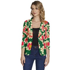 Retro 40s 50s Mexico Flowers Pattern 2 Women s One-button 3/4 Sleeve Short Jacket by violetheavensky