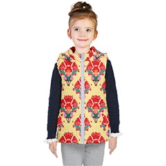 Retro 40s 50s Mexico Flowers Pattern 4 Kids  Hooded Puffer Vest by violetheavensky