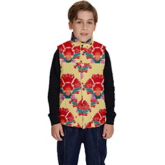 Retro 40s 50s Mexico Flowers Pattern 4 Kid s Button Up Puffer Vest by violetheavensky