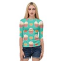 Retro 40s 50s Cupcake Pattern 3 Quarter Sleeve Raglan T-Shirt View1