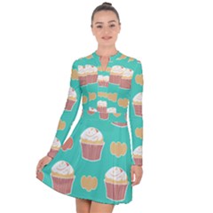 Retro 40s 50s Cupcake Pattern 3 Long Sleeve Panel Dress by violetheavensky
