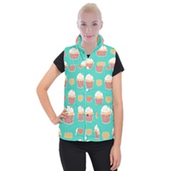Retro 40s 50s Cupcake Pattern 3 Women s Button Up Vest by violetheavensky