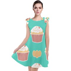 Retro 40s 50s Cupcake Pattern 3 Tie Up Tunic Dress by violetheavensky