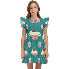 Retro 40s 50s Cupcake Pattern 2 Kids  Winged Sleeve Dress by violetheavensky
