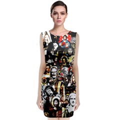 Jesus Christ Modern Halftone Pattern Sleeveless Velvet Midi Dress by snek