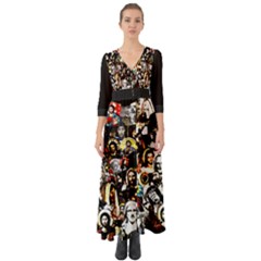 Jesus Christ Modern Halftone Pattern Button Up Boho Maxi Dress by snek