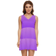 Cotton Candy Pink To Indigo Violet Linear Gradient Tiered Sleeveless Mini Dress by GradientsOmbre