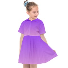 Indigo Violet To Cotton Candy Pink Linear Gradient Kids  Sailor Dress by GradientsOmbre