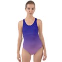Navy Blue To Cotton Candy Pink Linear Gradient Cut-Out Back One Piece Swimsuit View1