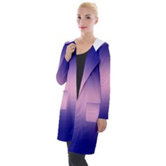 Navy Blue To Cotton Candy Pink Bilinear Gradient Hooded Pocket Cardigan by GradientsOmbre