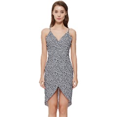Black White Leopard Wrap Frill Dress by DinkovaArt