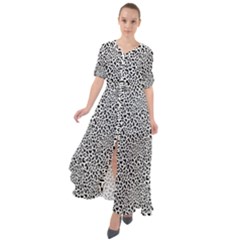 Black White Leopard Waist Tie Boho Maxi Dress by DinkovaArt