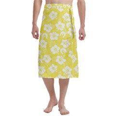 White Hibiscus Flowers With Dhari (yellow) On Traditional Men s Hawaiian Lavalava by ZenadthKesAcademy2025