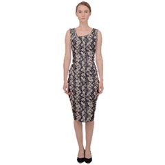 Beige Snake Pattern Sleeveless Pencil Dress by DinkovaArt