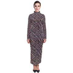 Brown Snake Pattern Turtleneck Maxi Dress by DinkovaArt