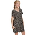 Brown Snake Pattern Kids  Short Sleeve Tiered Mini Dress View3