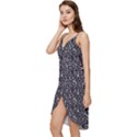 Brown Giraffe Pattern Wrap Frill Dress View2