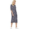 Brown Giraffe Pattern Bow Sleeve Chiffon Midi Dress View3