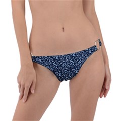 Blue Giraffe Pattern Ring Detail Bikini Bottoms by DinkovaArt