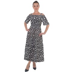 Black White Snake Pattern Shoulder Straps Boho Maxi Dress  by DinkovaArt