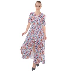 Floral Mix Waist Tie Boho Maxi Dress by DinkovaArt