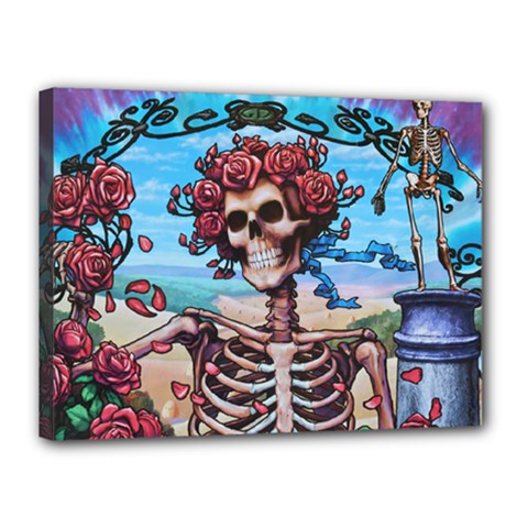 Grateful Dead Hippie Peace Roses Rock Music Legend Canvas 16  X 12  (stretched) by Tsamara