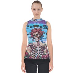 Grateful Dead Hippie Peace Roses Rock Music Legend Mock Neck Shell Top by Tsamara