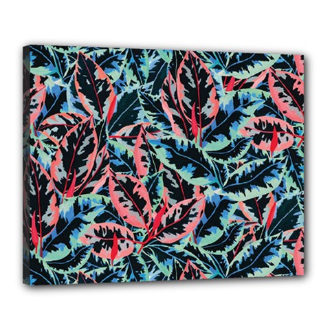 Leaves Nature Pattern Patterns Colorful Canvas 20  X 16  (stretched) by Tsamara