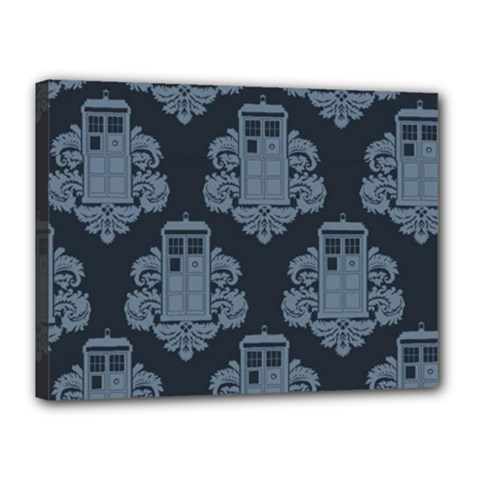 Dr Who Tardis Pattern Canvas 16  X 12  (stretched) by Tsamara