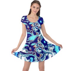 Trippy Dippy Bears Blue Dancing Greatful Dead Skull Steal Your Face Cap Sleeve Dress by Salmanaz77