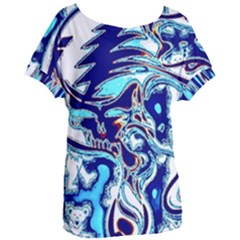 Trippy Dippy Bears Blue Dancing Greatful Dead Skull Steal Your Face Women s Oversized T-shirt by Salmanaz77