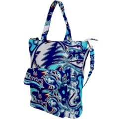 Trippy Dippy Bears Blue Dancing Greatful Dead Skull Steal Your Face Shoulder Tote Bag by Salmanaz77