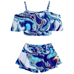 Trippy Dippy Bears Blue Dancing Greatful Dead Skull Steal Your Face Kids  Off Shoulder Skirt Bikini by Salmanaz77