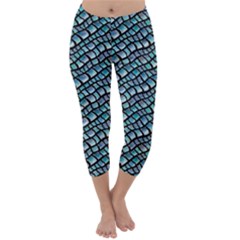 Turquoise Snake  Capri Winter Leggings  by DinkovaArt