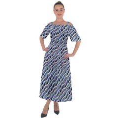Blue Snake Shoulder Straps Boho Maxi Dress  by DinkovaArt