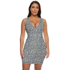 Green Leaves Draped Bodycon Dress by DinkovaArt