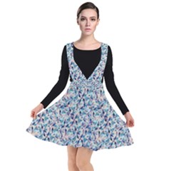 Blue Leaves (2) Plunge Pinafore Dress by DinkovaArt
