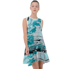 Fluid Turquoise Frill Swing Dress by DinkovaArt